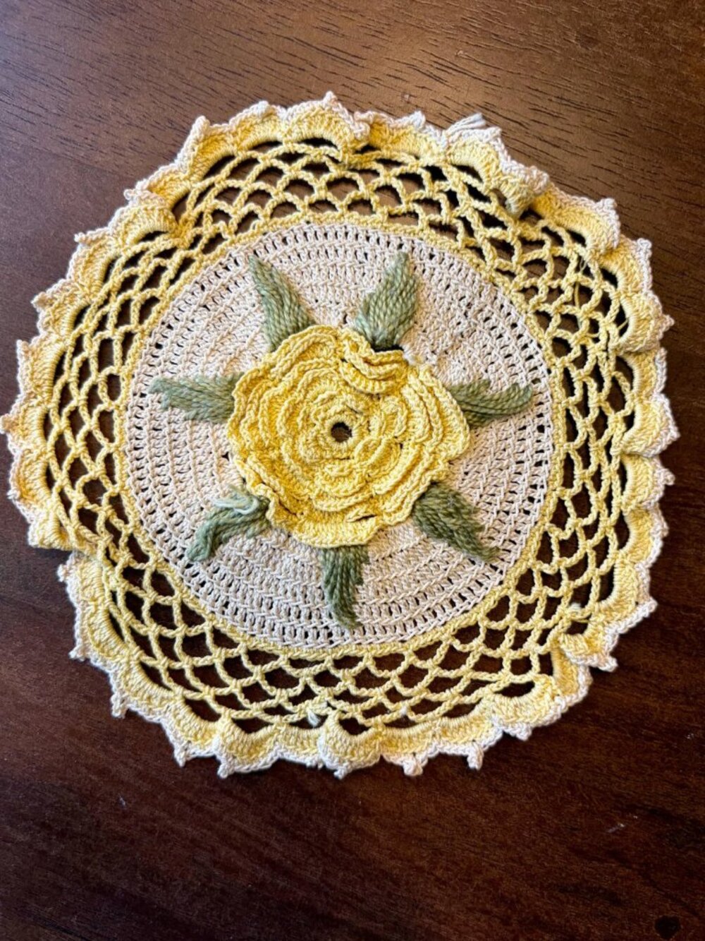Vintage Yellow Flower Doily